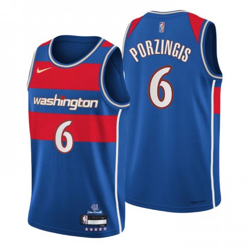 Washington Washington Wizards #6 Kristaps Porzingis Womens Nike Blue 2021/22 Swingman NBA Jersey ¨C City Edition Womens