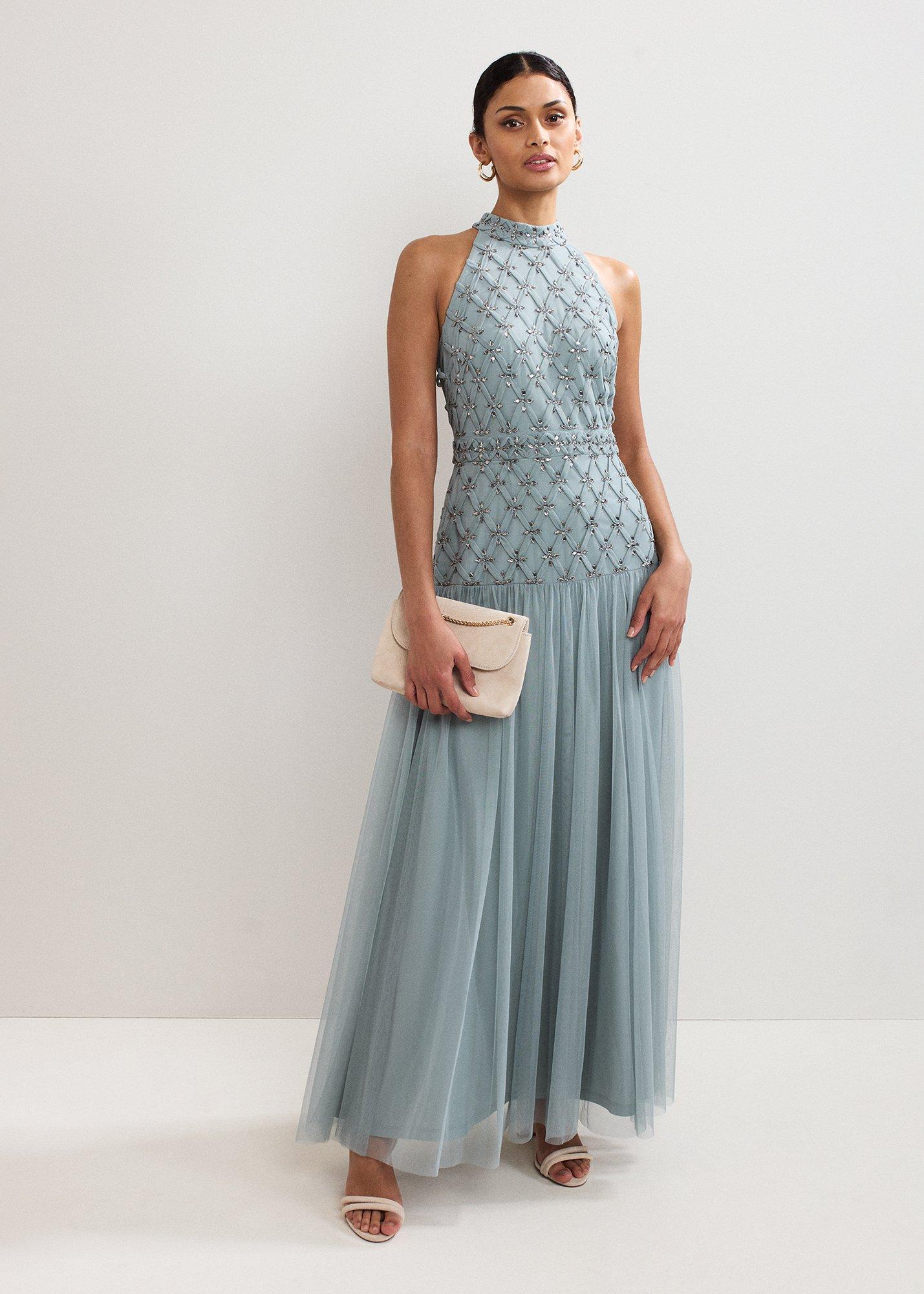 Nola Dropped Hem Sequin Maxi Dress