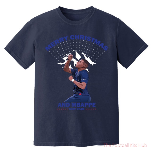 Kylian Mbappe Christmas T-Shirt (Navy)