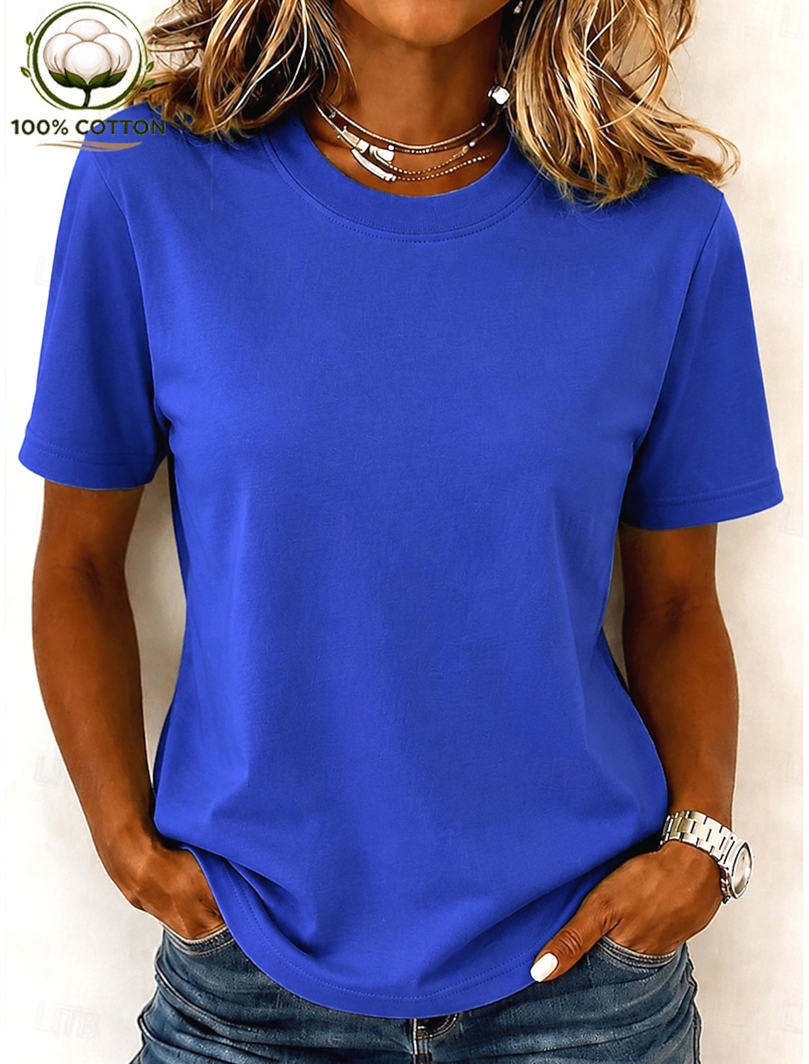 Women's 100% Cotton T-Shirts - Quality Basic Short Sleeve V Neck Tee
