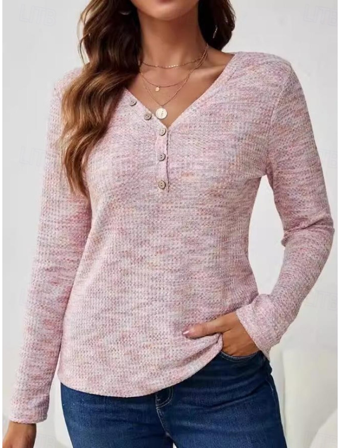 Women's Tunic Elegant Fashion Long Sleeve Regular Tops V Neck Daily Spring Fall