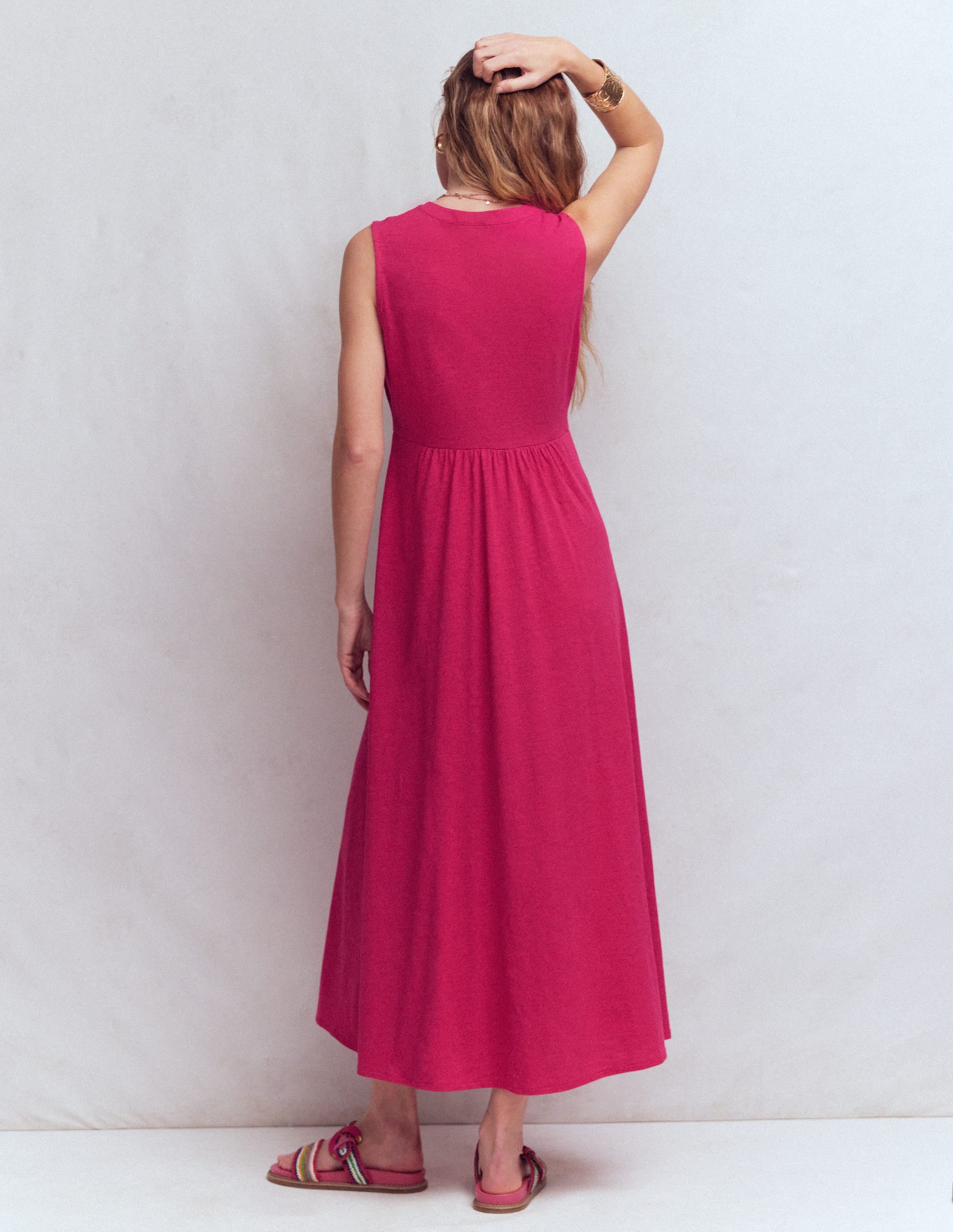 Notch Neck Jersey Maxi Dress