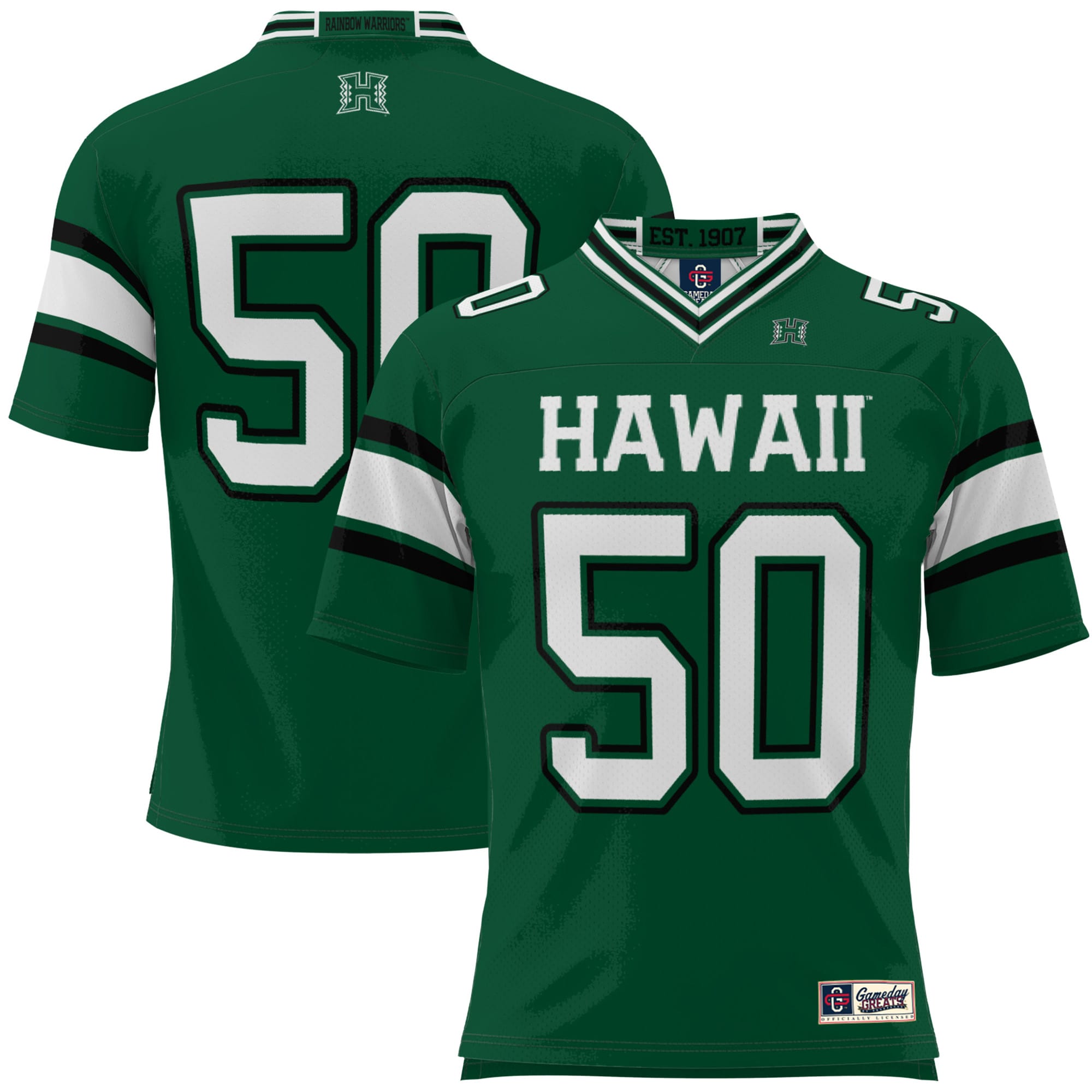 #50 Hawaii Rainbow Warriors GameDay Greats Youth 26/27 Football Jersey - Green