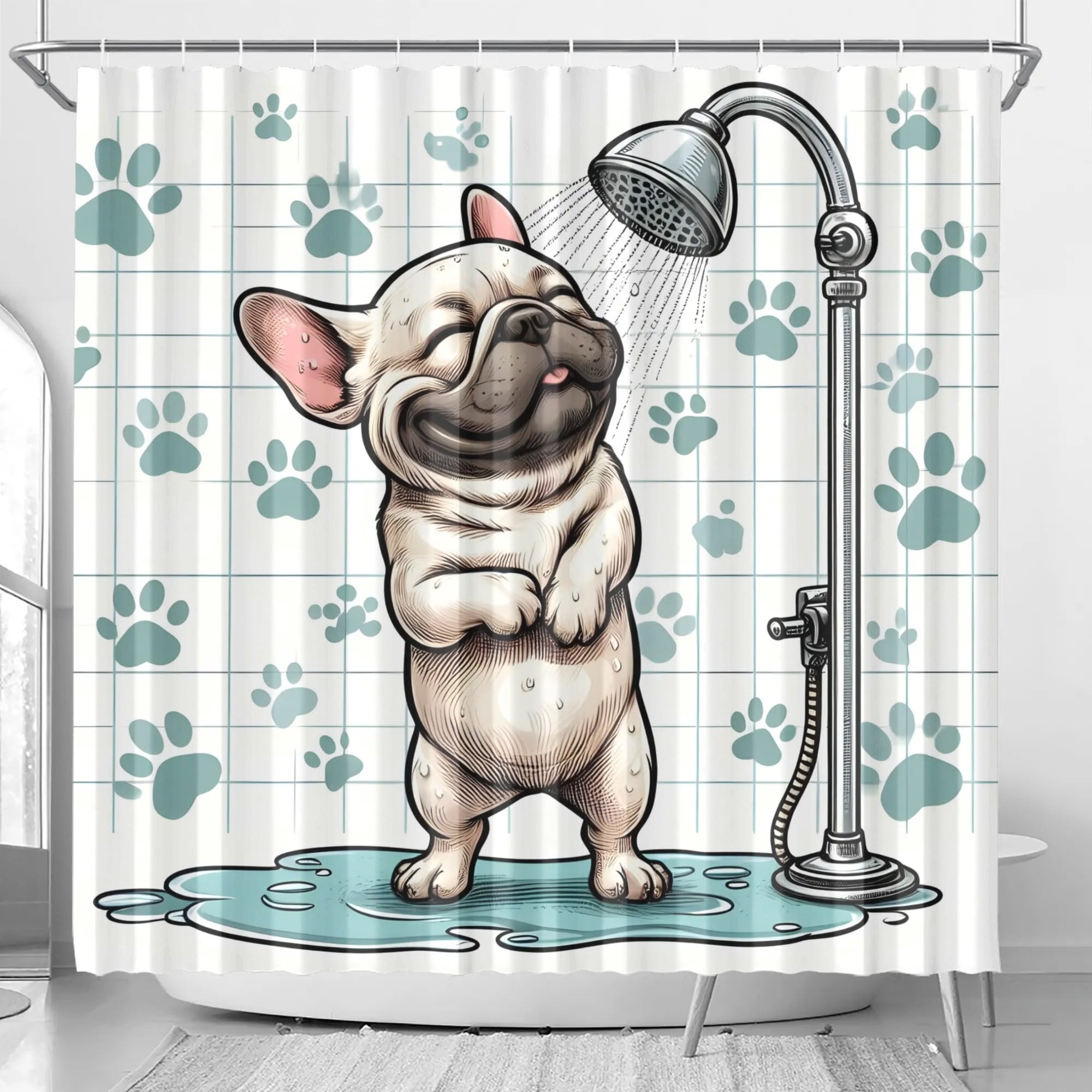 Durable Floria - Shower Curtain For Frenchie Lovers for Daily Life