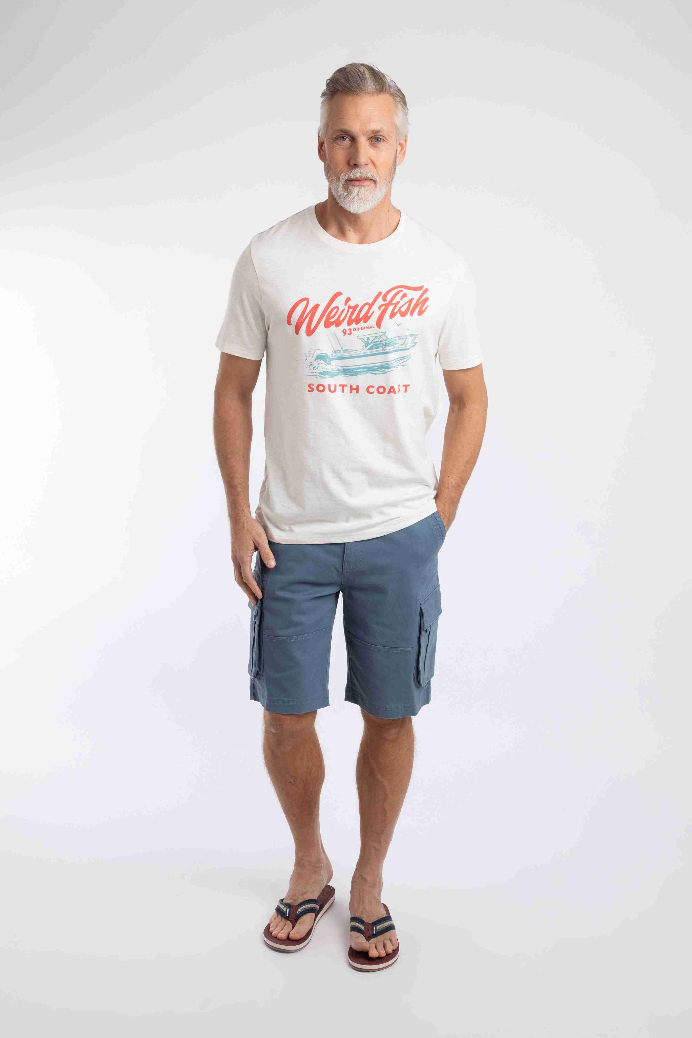 South Coast Front Print Graphic T-Shirt Dusty White