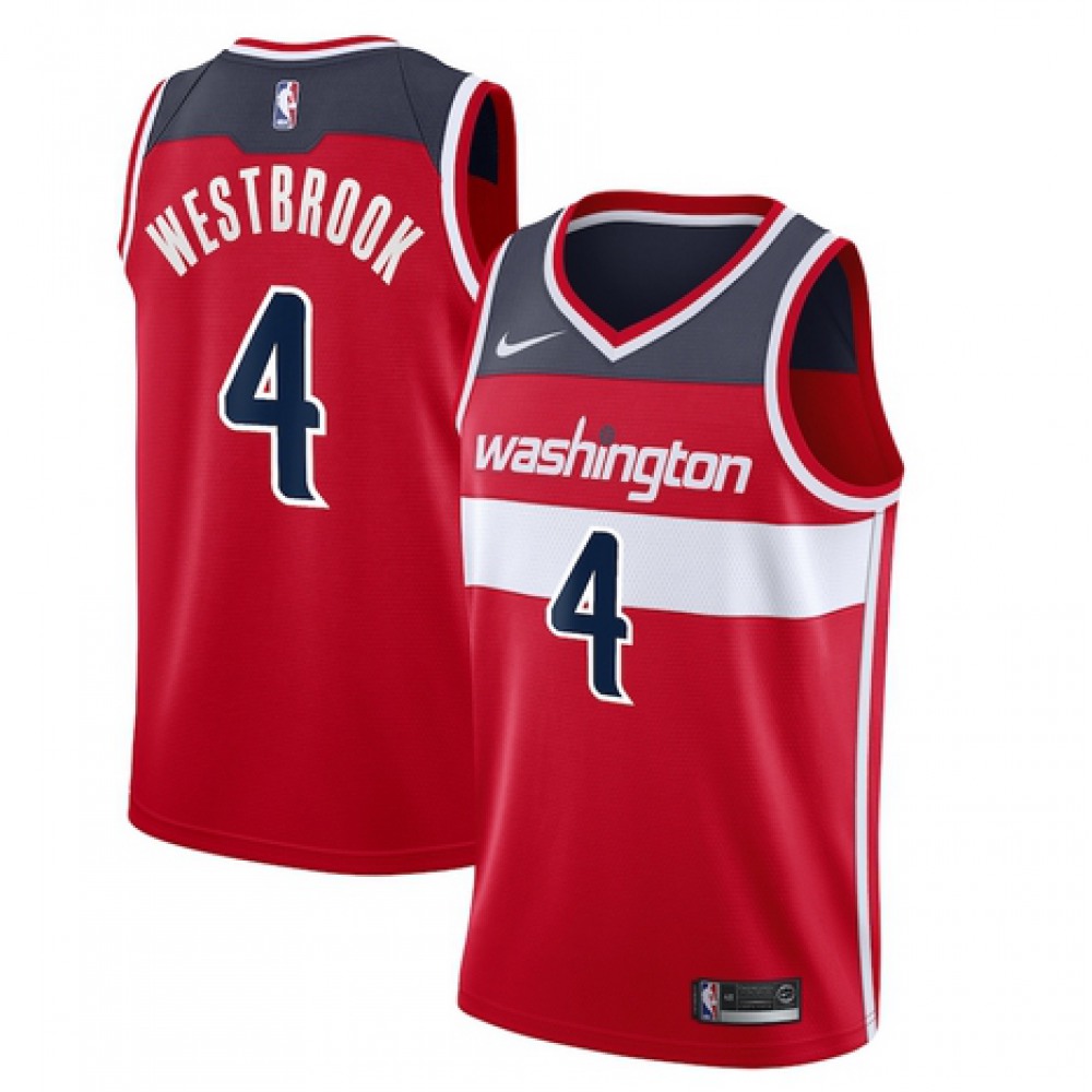 Performance Exclusive Men's Wizards #4 Russell Red Basketball Jersey