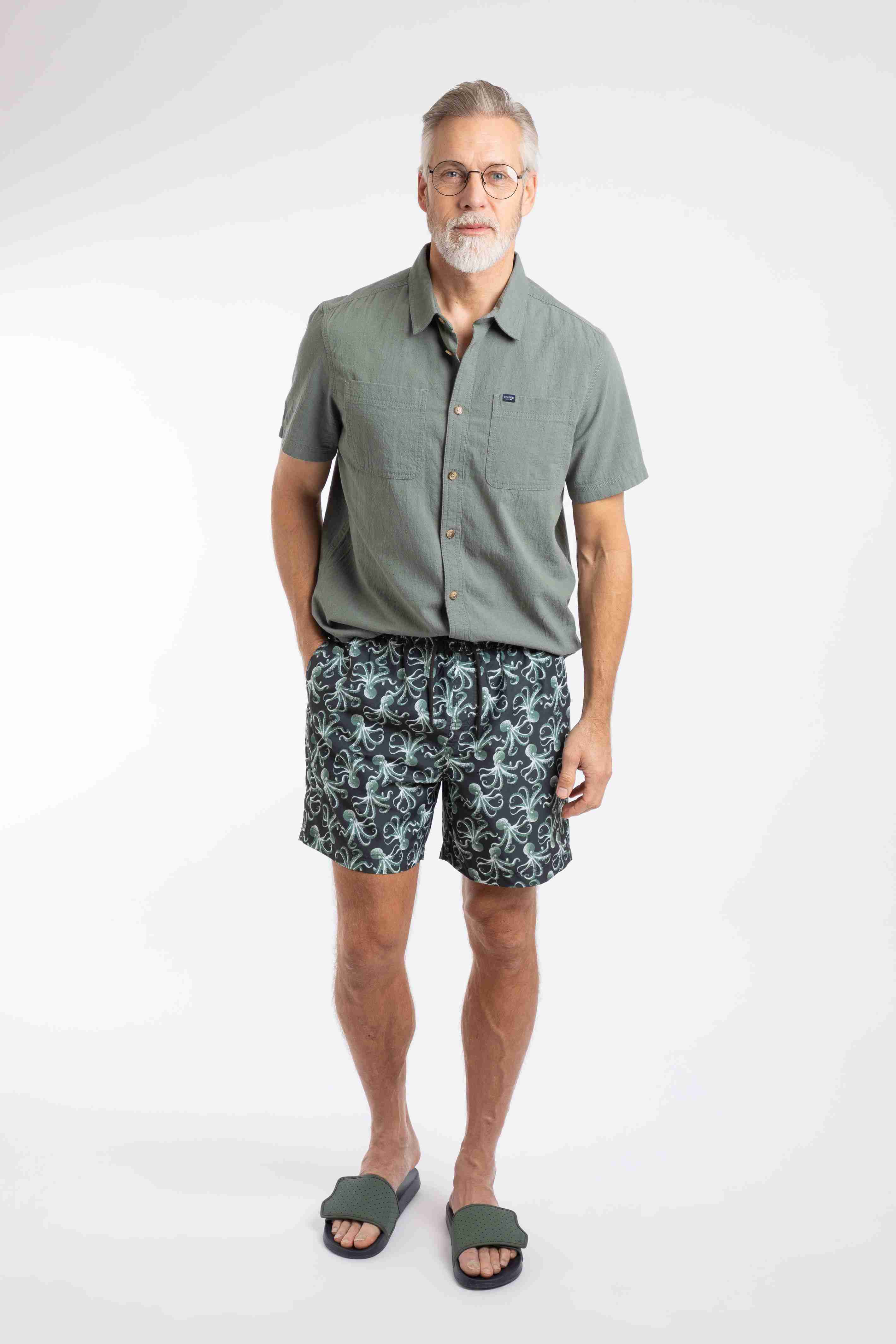 Orcha Printed Swim Shorts Washed Black