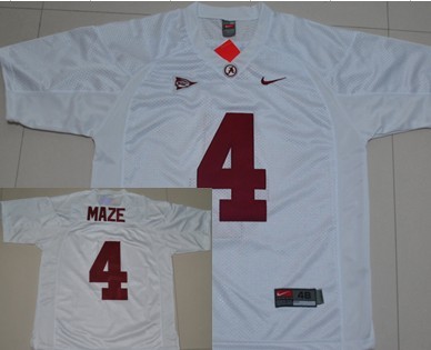 Men's ALA Tide White 2024 college football Marquis Maze #4 home