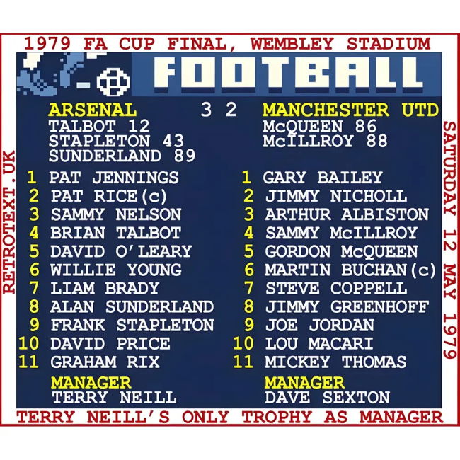 1979 FA Cup Final (Arsenal) Retrotext T-shirt - White