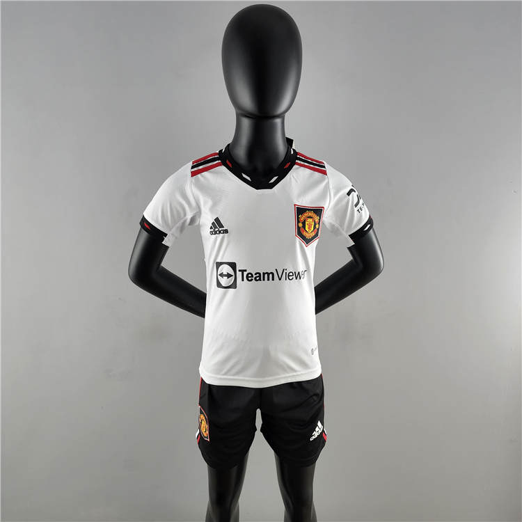 Kids Manchester United 2223 Away White Soccer Kit ShirtShorts -