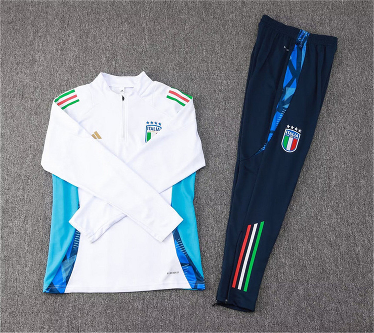 2024 Italy Half zip Tracksuit - White - Official Replica 6446