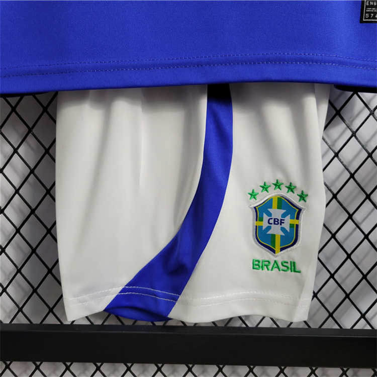 Official Kids Brazil World Cup 2022 Away Soccer Kit ShirtShorts