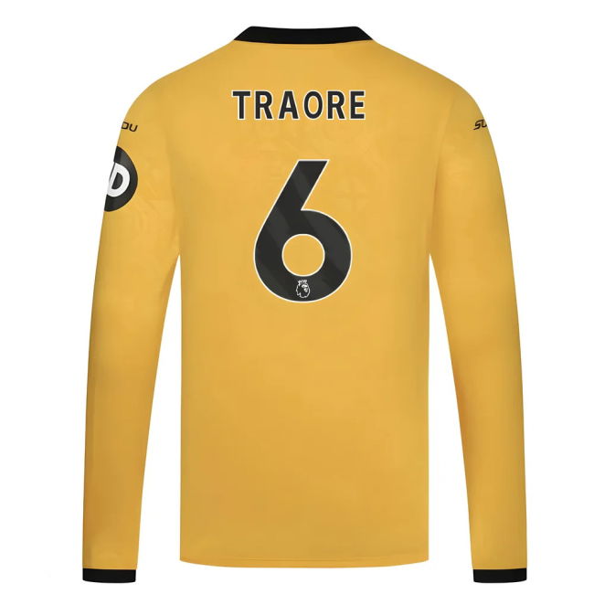 Match Quality Wolves Wolves Long Sleeve Home Shirt Traore #6 2024-...