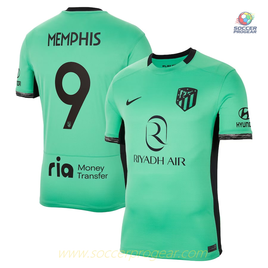 Atletico Madrid Memphis Depay Third Team Football Shirt 2023 2024