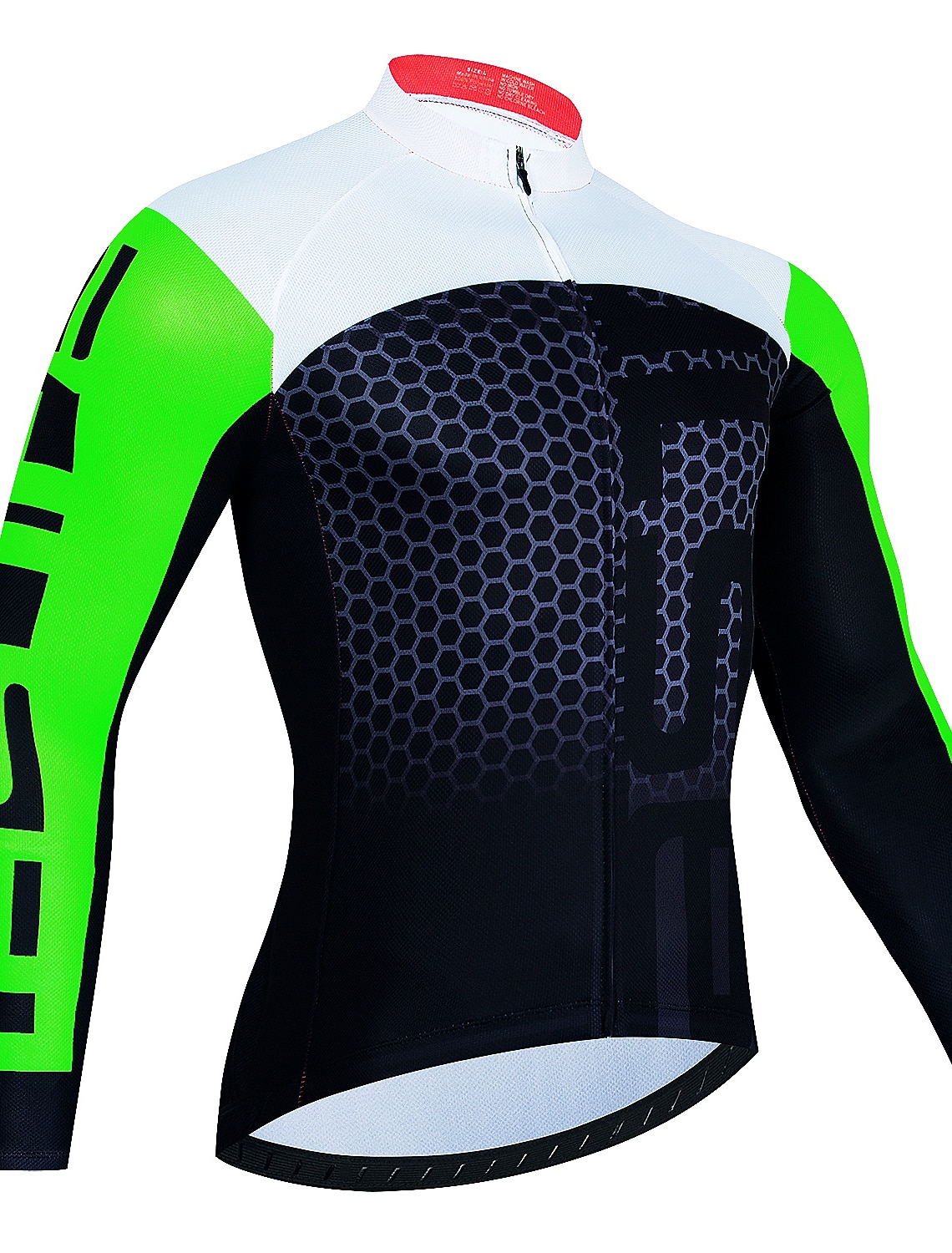 Men's Cycling Jersey Honeycomb Long Sleeve Bike Jersey Top with 3 Rear Pockets Mountain Bike MTB Road Bike Cycling Quick Dry Reflective Strips Back Pocket Moisture Wicking Sports Black White Red