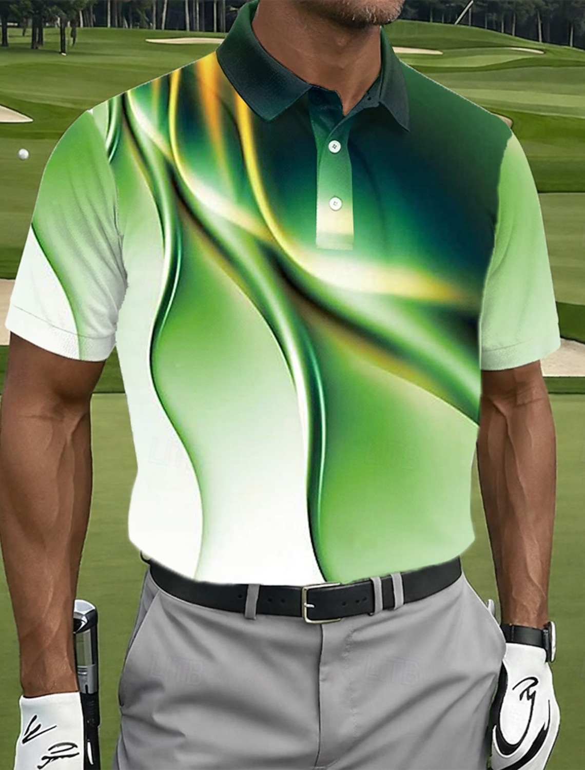 Men's Golf Line Sports Polo Shirts Short Sleeve Polo Shirts Collared Shirts Casual Athleisure Buttons Summer Spring Purple Green