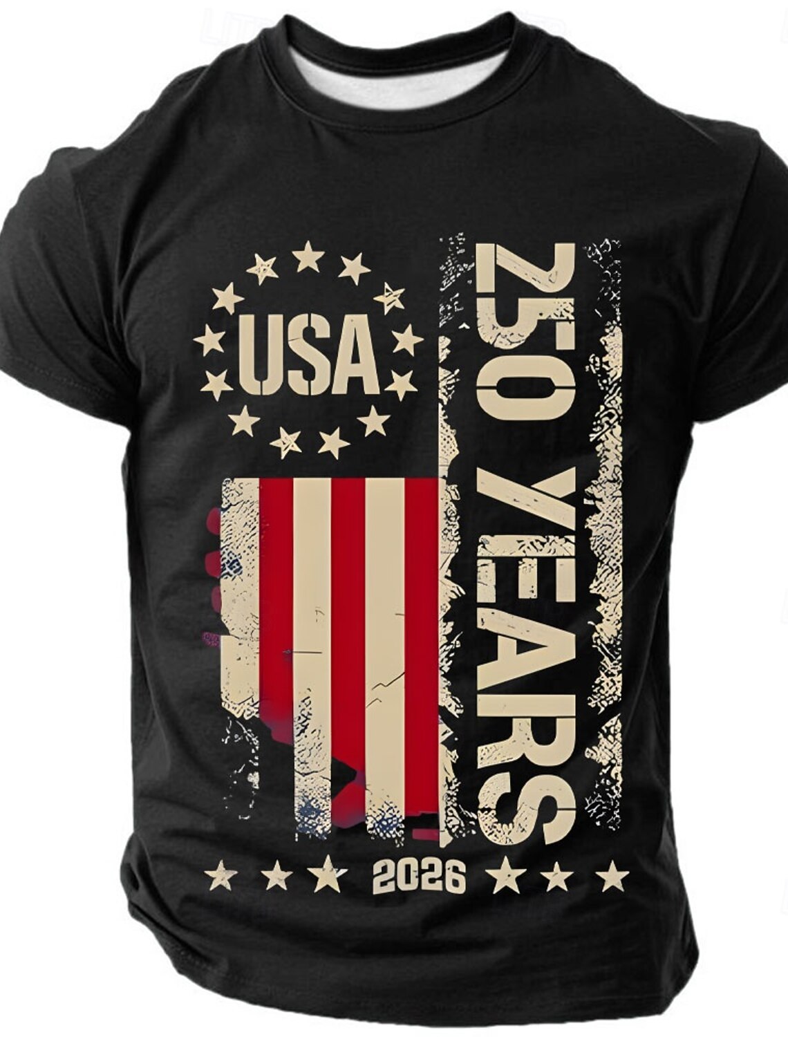 4th of July 2026 250th Men's Solid Color American US Flag T Shirt Short Sleeve T shirt 3D Print Crew Neck Shirt Vintage Retro Patriotic Daily Festival Blue Black Burgundy Summer Spring Clothing