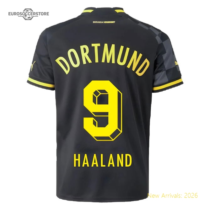Outstanding 2022-2023 Borussia Dortmund Away Shirt (kids) (haaland 9)