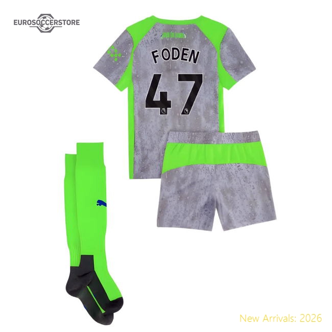 2025-2026 Man City Mini Durable Foden Jersey Performance Fabric