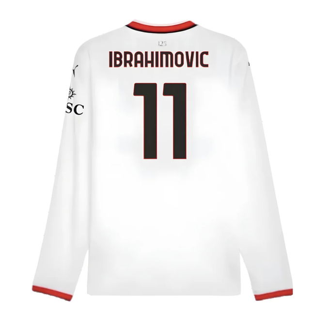 Acm Ac Milan Away Long Sleeve Shirt Ibrahimovic #11 Official Licen...