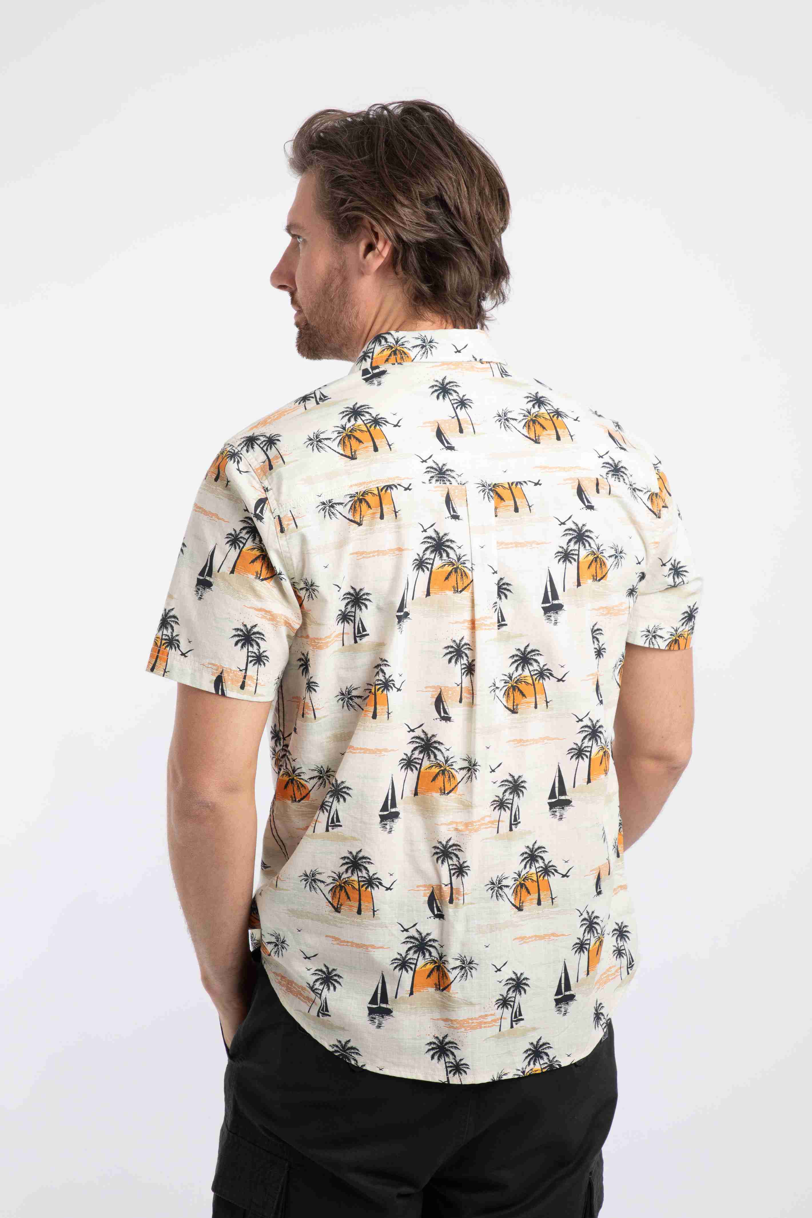 Faraway Short Sleeve Printed Shirt Ecru