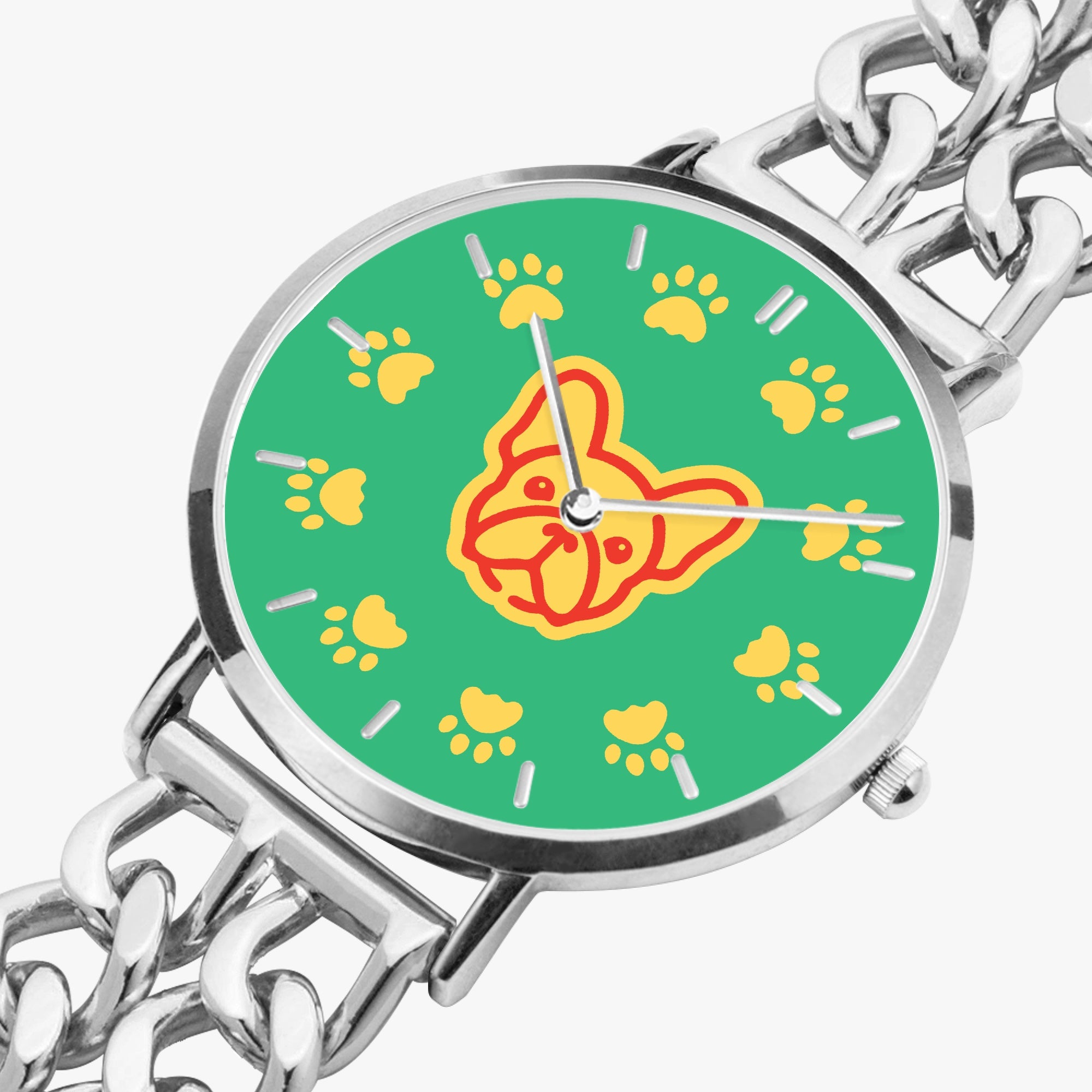 French Bulldog Silver Chic Hollow Strap Watch For Frenchie Lovers Durable Dog Item