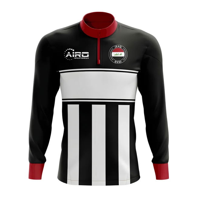 Iraq Concept Football Half Zip Midlayer Top (Black-White)