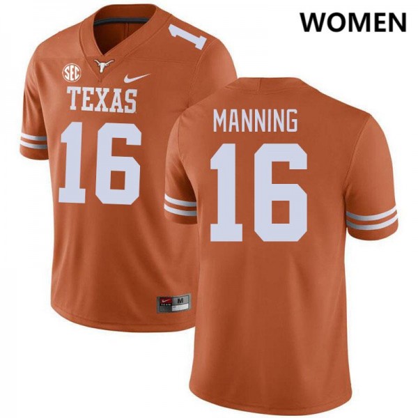 Women Texas Longhorns Arch Manning #16 Hook Em Jersey - Budget