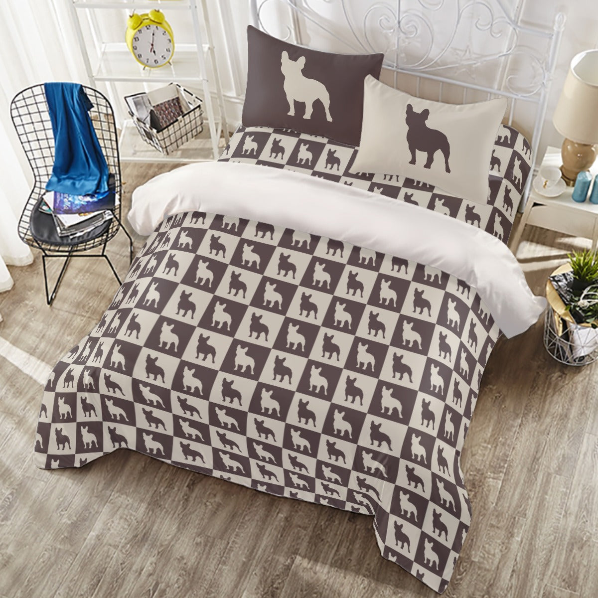 French Bulldog Bandit Duvet Cover Set For Boston Terrier Lovers Durable Dog Item