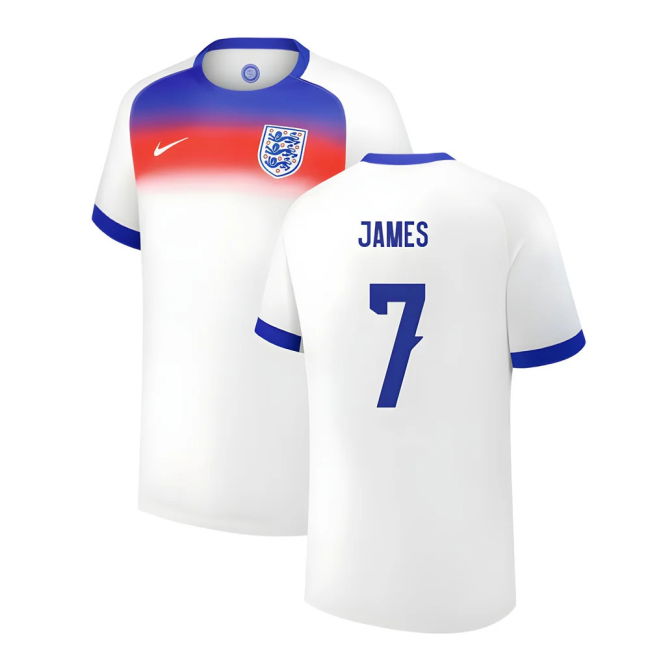 Womens England Soccer Team Collectible Home Rare Jersey (JAMES 7)