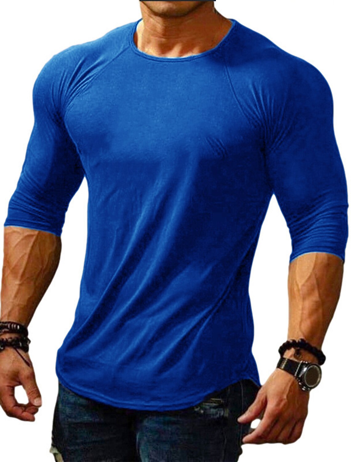 Men's T Shirt Tee Long Sleeve Crew Neck Spring & Fall Plain Muscle Big