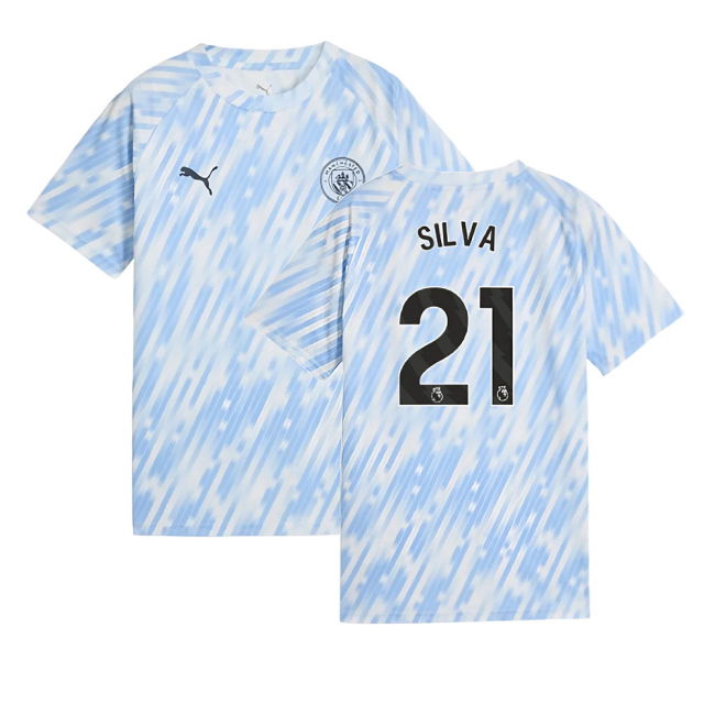 replica 2025-2026 Man City Warm Up Jersey (Silver Sky) - Kids (Silv...