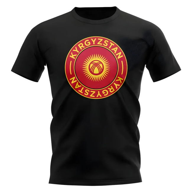 Kyrgyzstan Football Badge T-Shirt (Black) Holland Premium