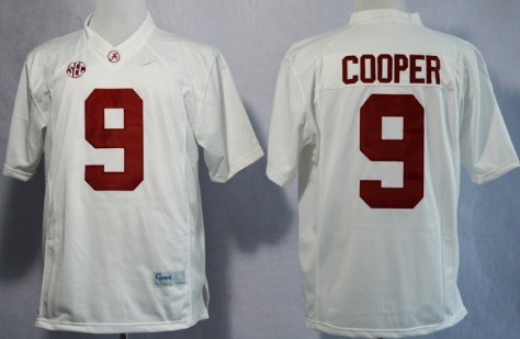 Men's Bama Crimson Tide White 2014 durabl Amari Cooper #9 home jersey