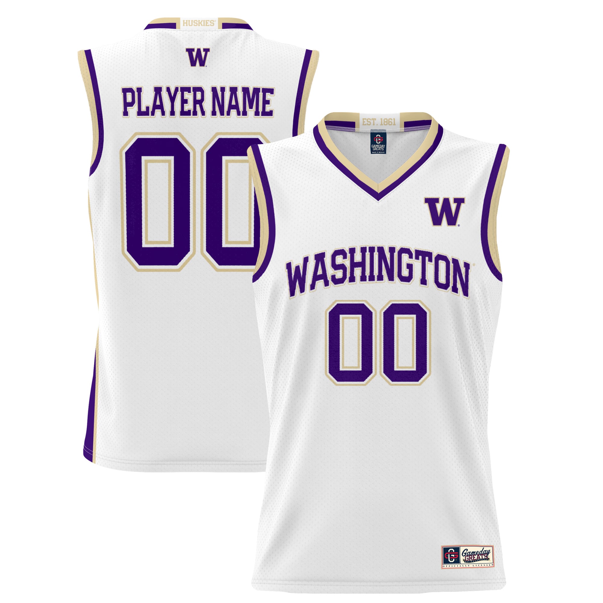 Washington Huskies GameDay Greats Youth NIL Pick-A-Player Lightweight Women's Basketball Jersey - White