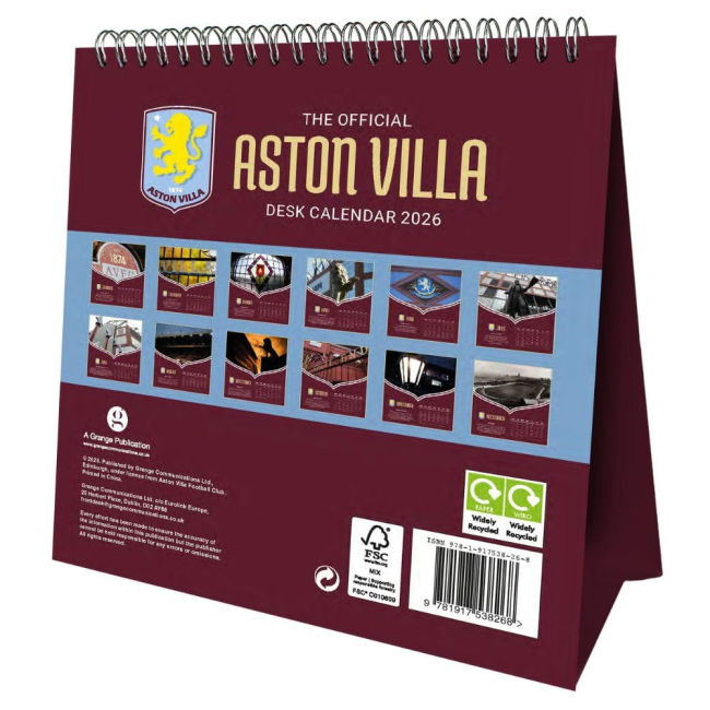 Calendar 2026 Aston Villa Club Team Supporter Shirt - Adults Version