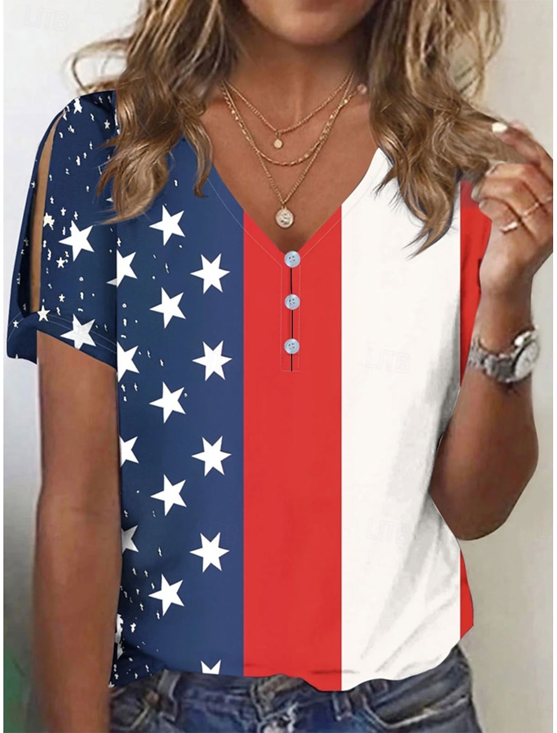 Independence Day Patriotic Women's Zip Up Sweatshirts Geometric Striped Active Fashion Casual Long Sleeve Crew Neck Regular Tops Street Dailywear Zipper Print White Spring Fall Winter