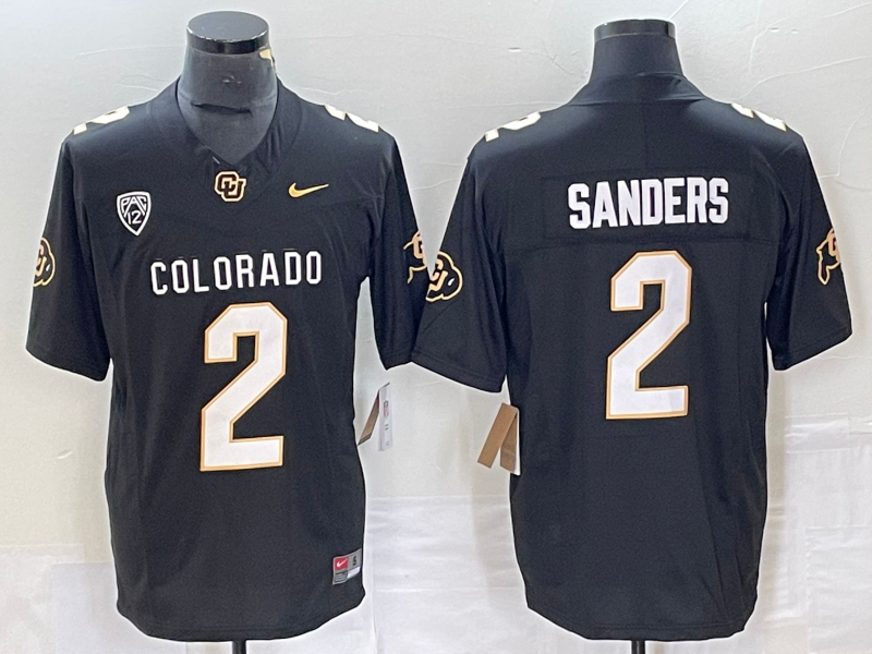 Men's None Black 2023 breathable Shedeur Sanders #2 comfortable Jersey