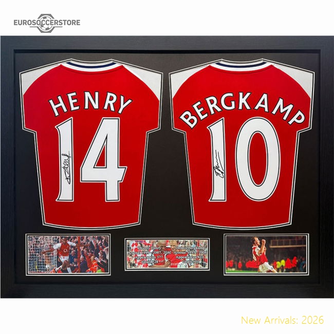 Authentic Arsenal Fc Bergkamp & Henry Signed Shirts (dual Framed)