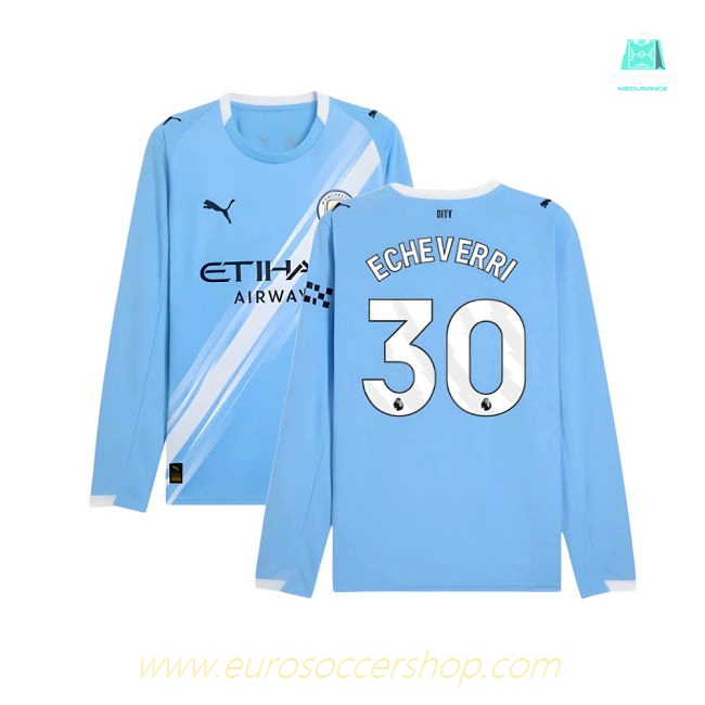 2025-2026 Man City Long Sleeve Home Shirt (Echeverri 30)