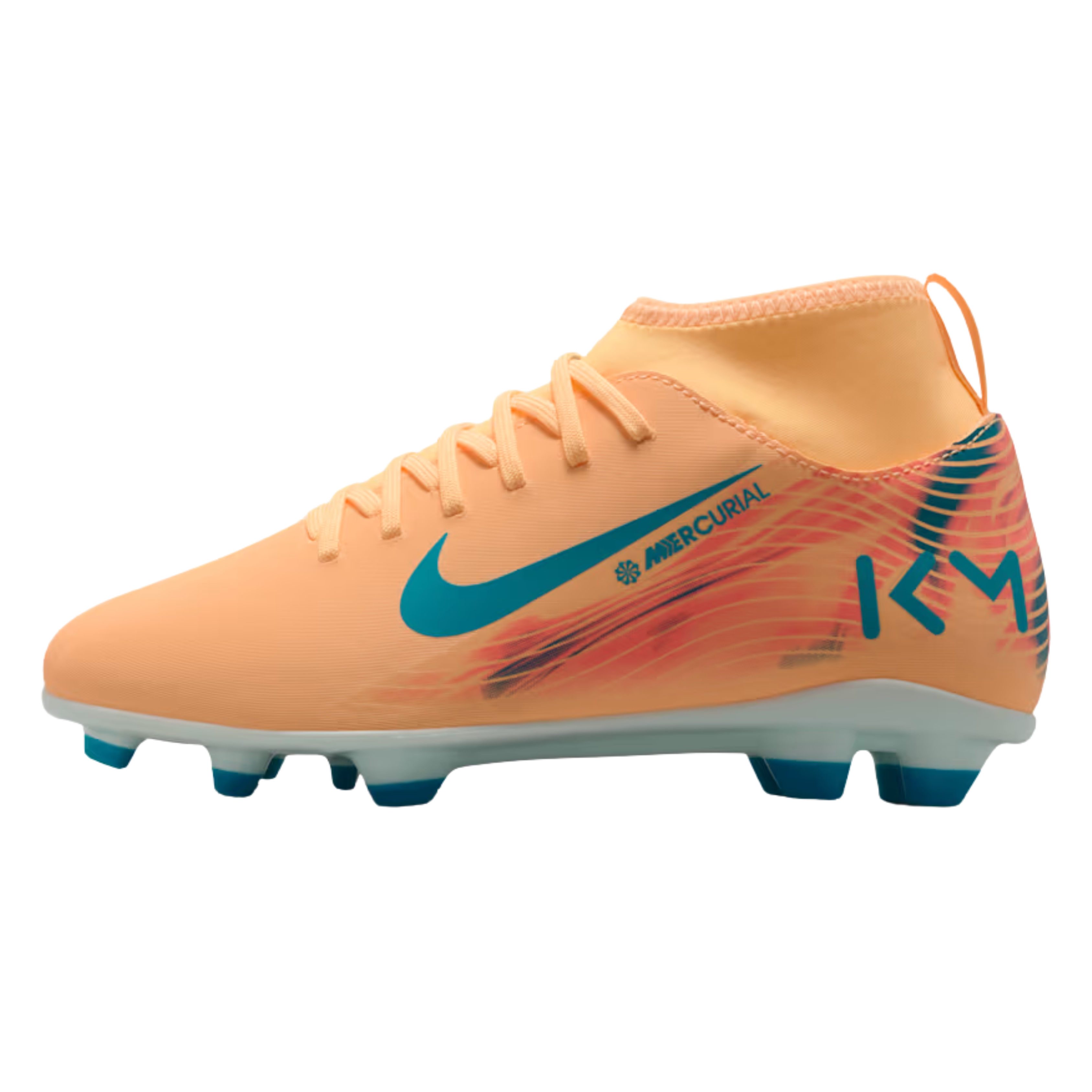 Nike Youth Junior Superfly 10 Club Kylian Mbappé Firm/Multi Ground Soccer Cleats (Melon Tint/Neo Turq/Igloo)