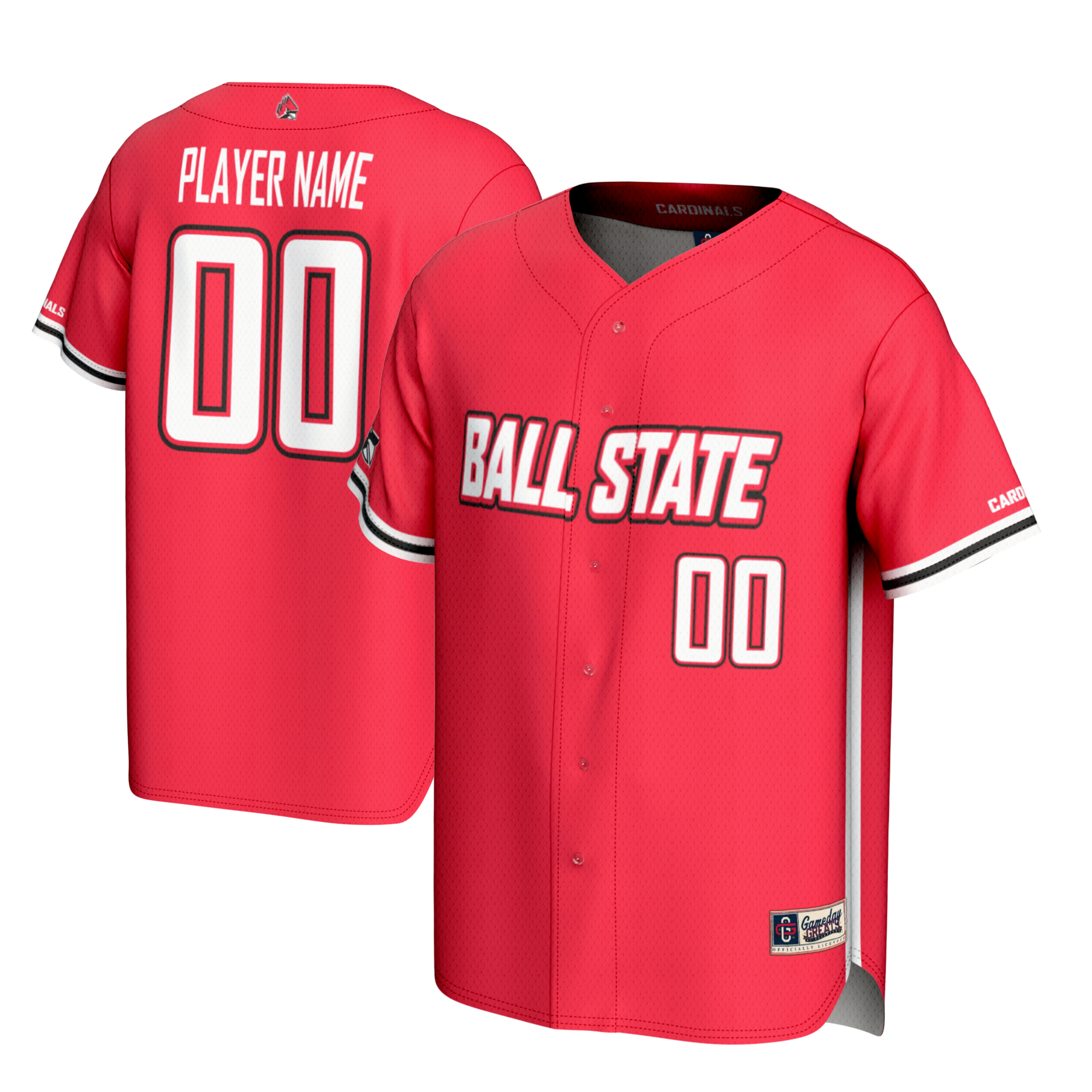 [NJP] Ball State Cardinals GameDay Greats Youth NIL Pick-A-Player Lightweight Baseball Jersey - Cardinal