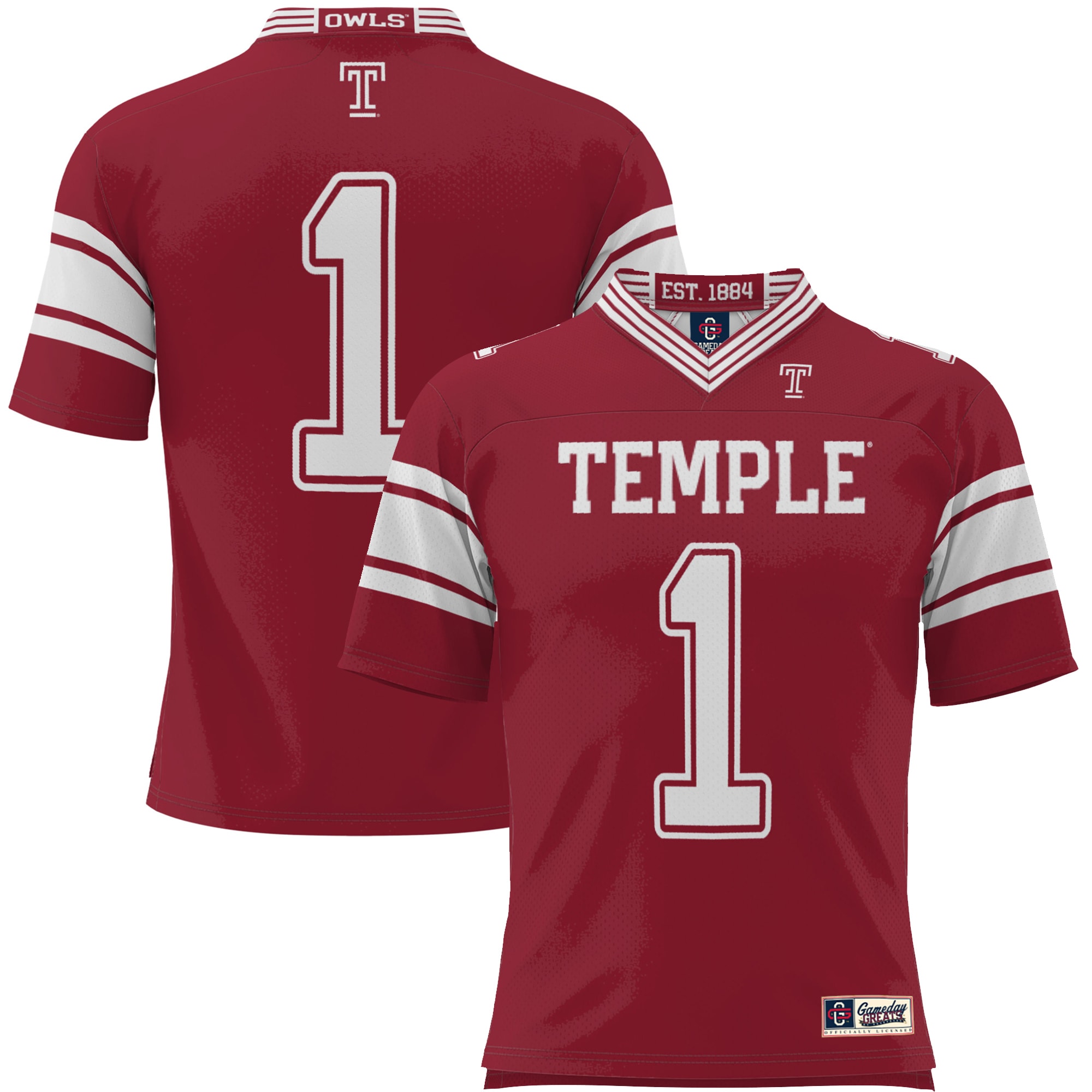 #1 Temple Owls GameDay Greats Youth Endzone Football Jersey - Cherry