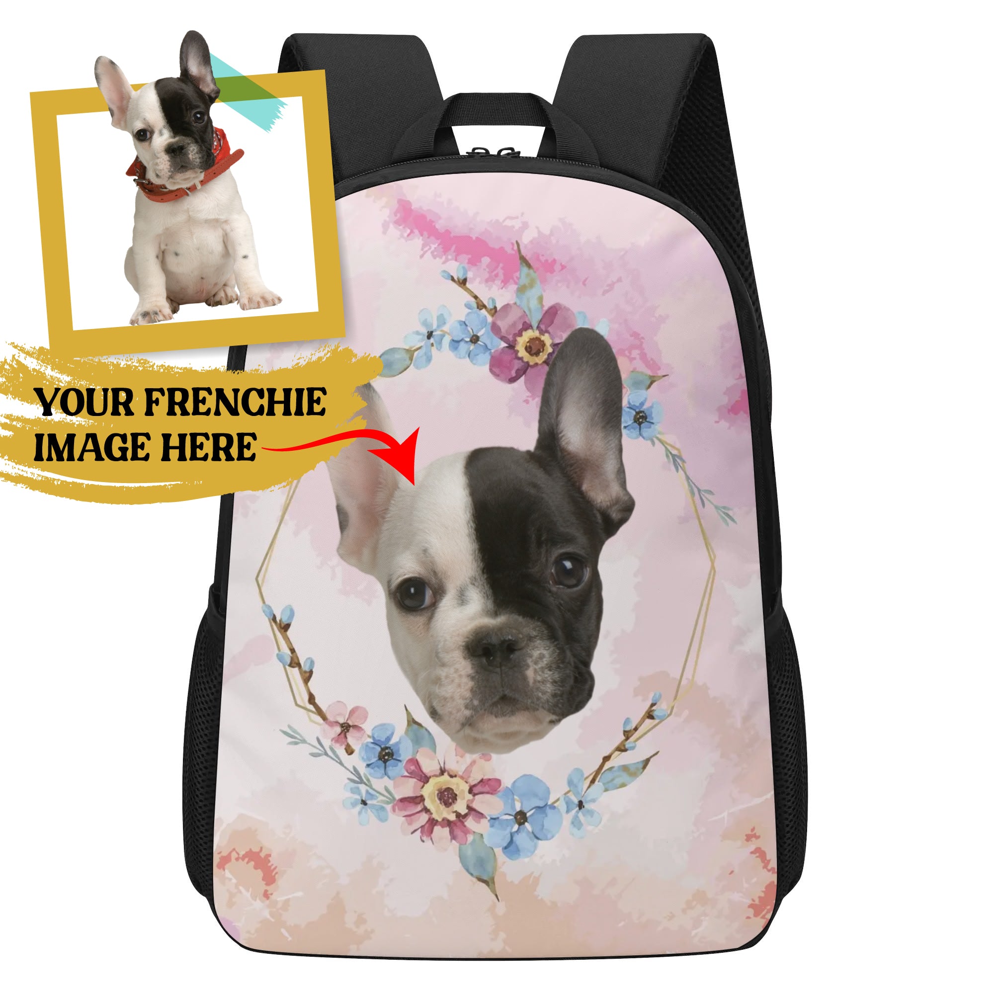Comfortable Custom 17 Inch School Backpack With Your French Bulldog I...