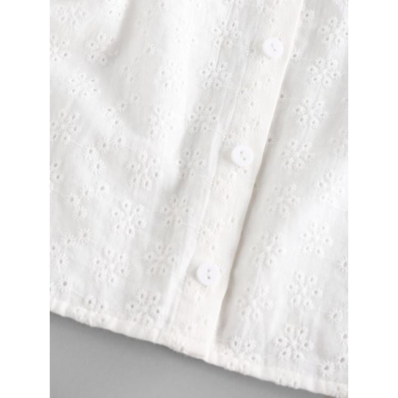 Broderie Anglaise Ruffle Crop Blouse XO2961