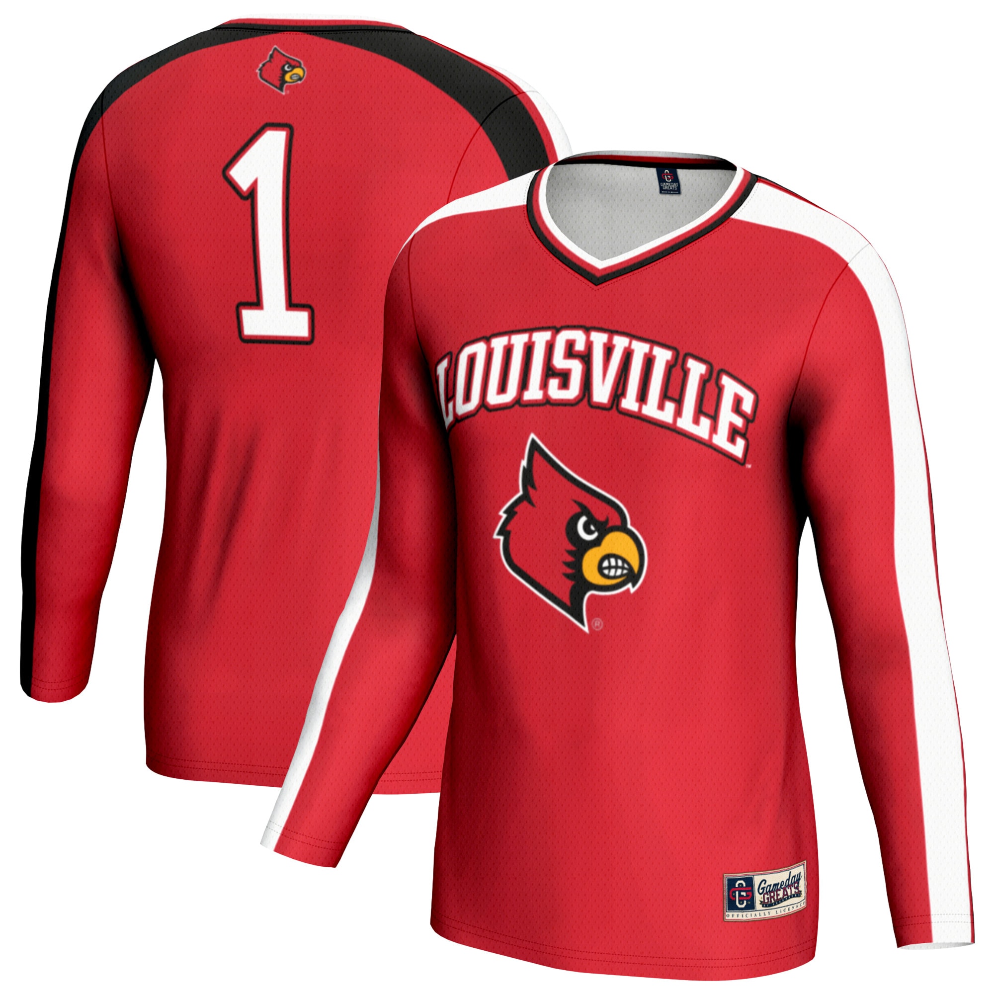 [NJP] Women's Louisville Cardinals GameDay Greats #1 Lightweight Volleyball Fashion Jersey - Red