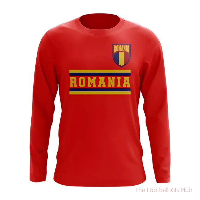 Romania Core Football Country Long Sleeve T-Shirt (Red)