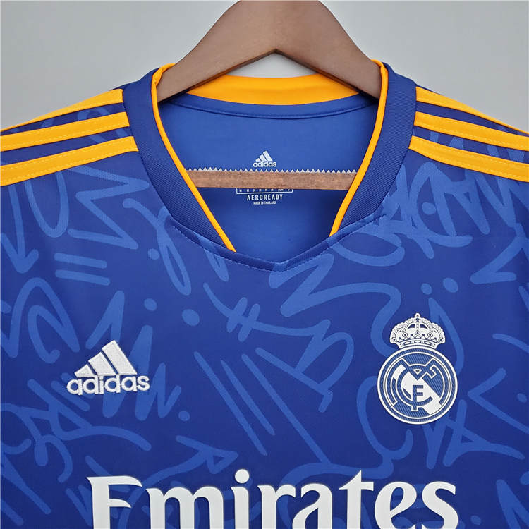 Professional Grade Real Madrid 21-22 Away Blue Soccer Jersey Football