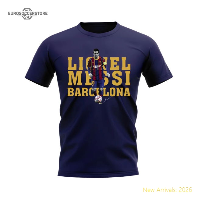 Popular High-Quality Lionel Messi Barcelona Player Tee (Navy)