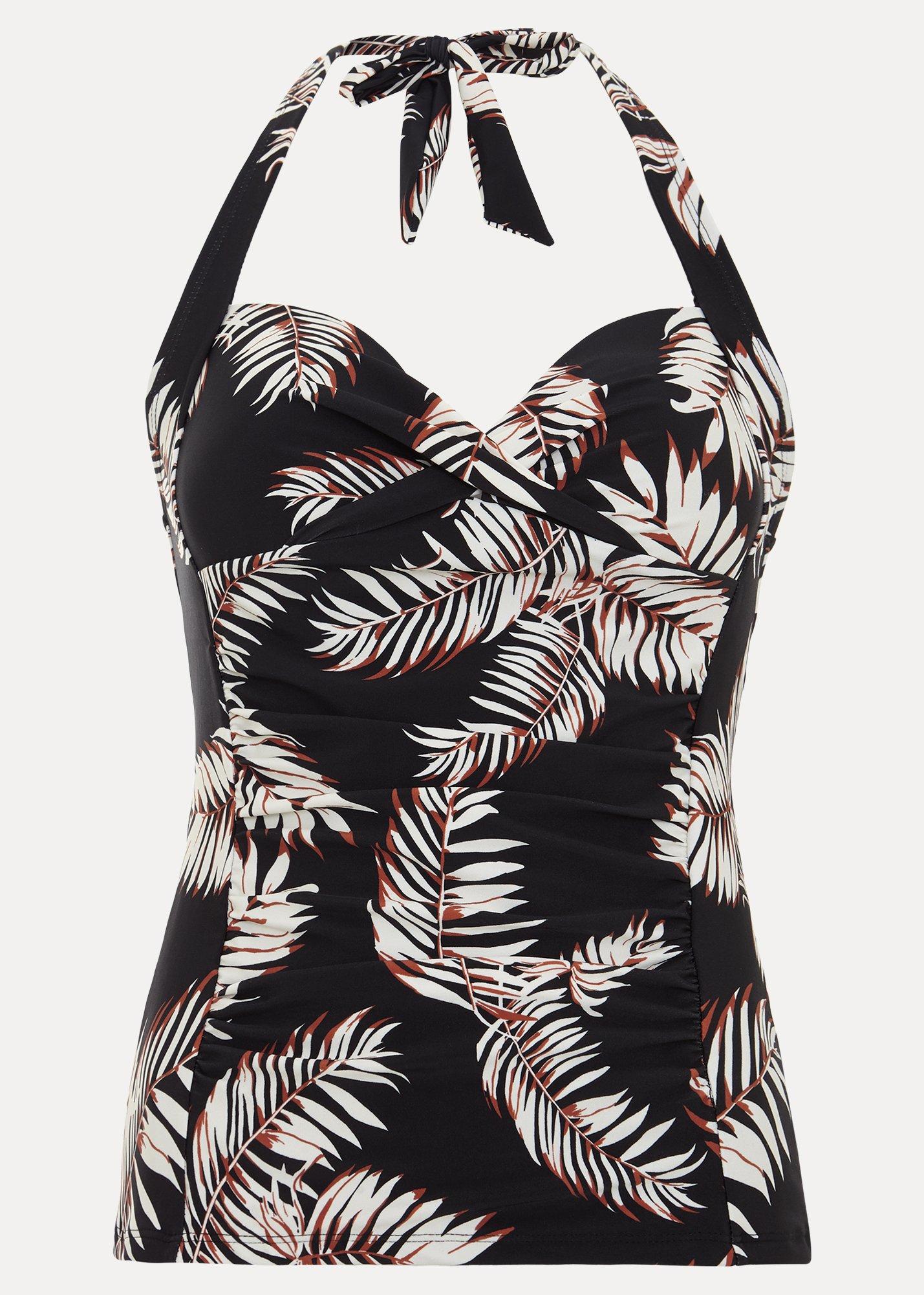 Palm Print Halterneck Tankini Top